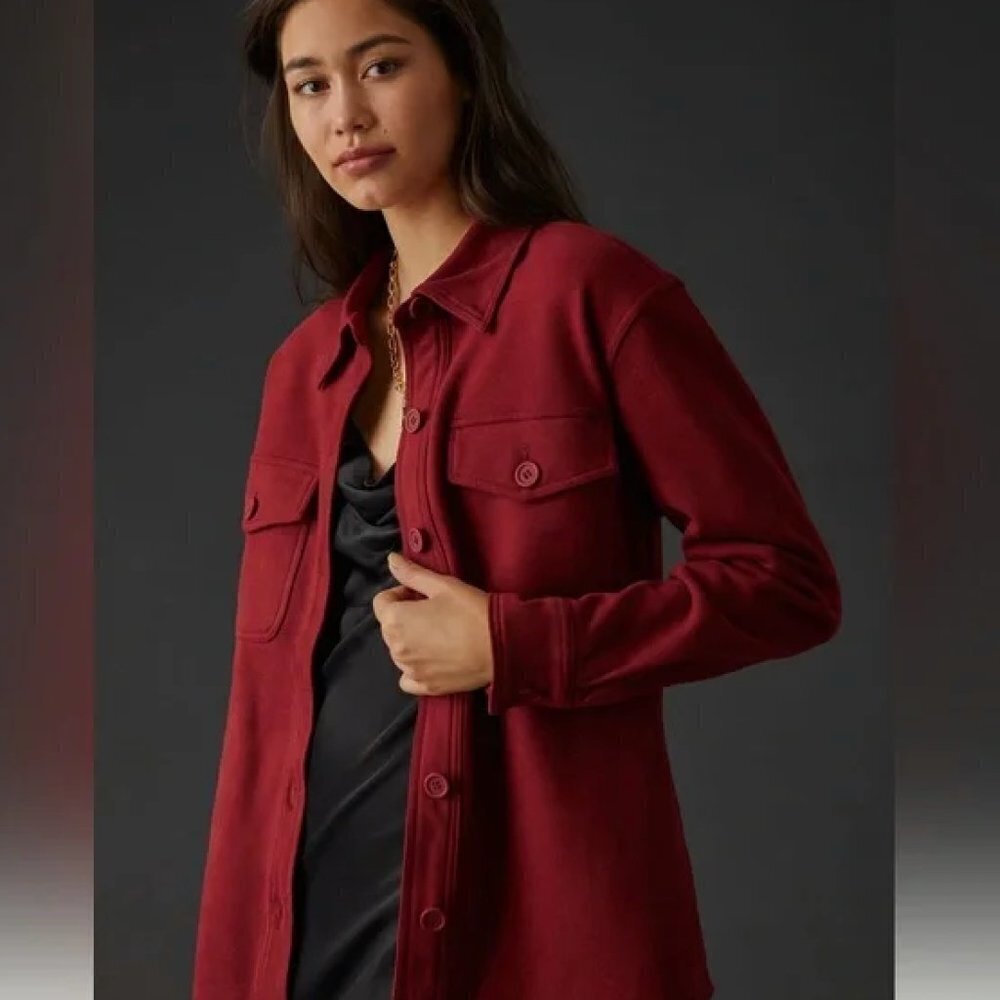 Anthropologie Good American Sueded Fleece Shacket